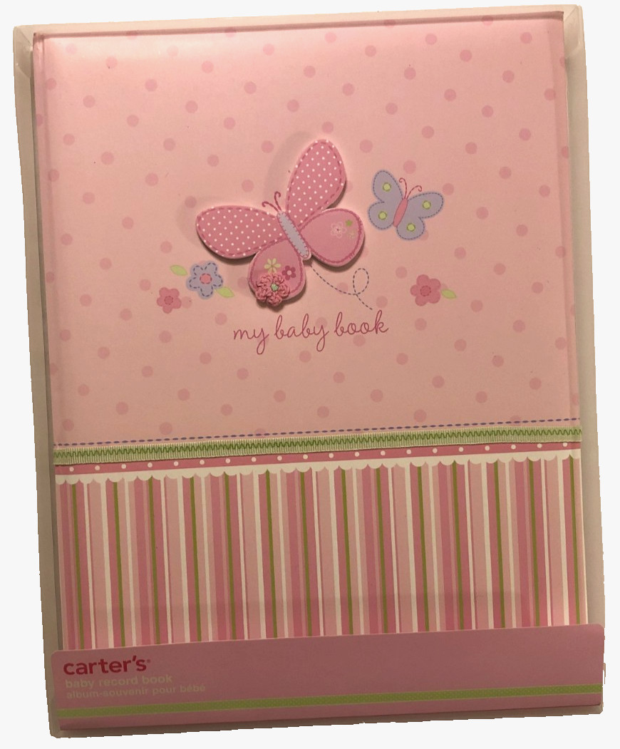 Carter's Girls Butterfly Pink Album Souvenir Baby Record Book Open Box
