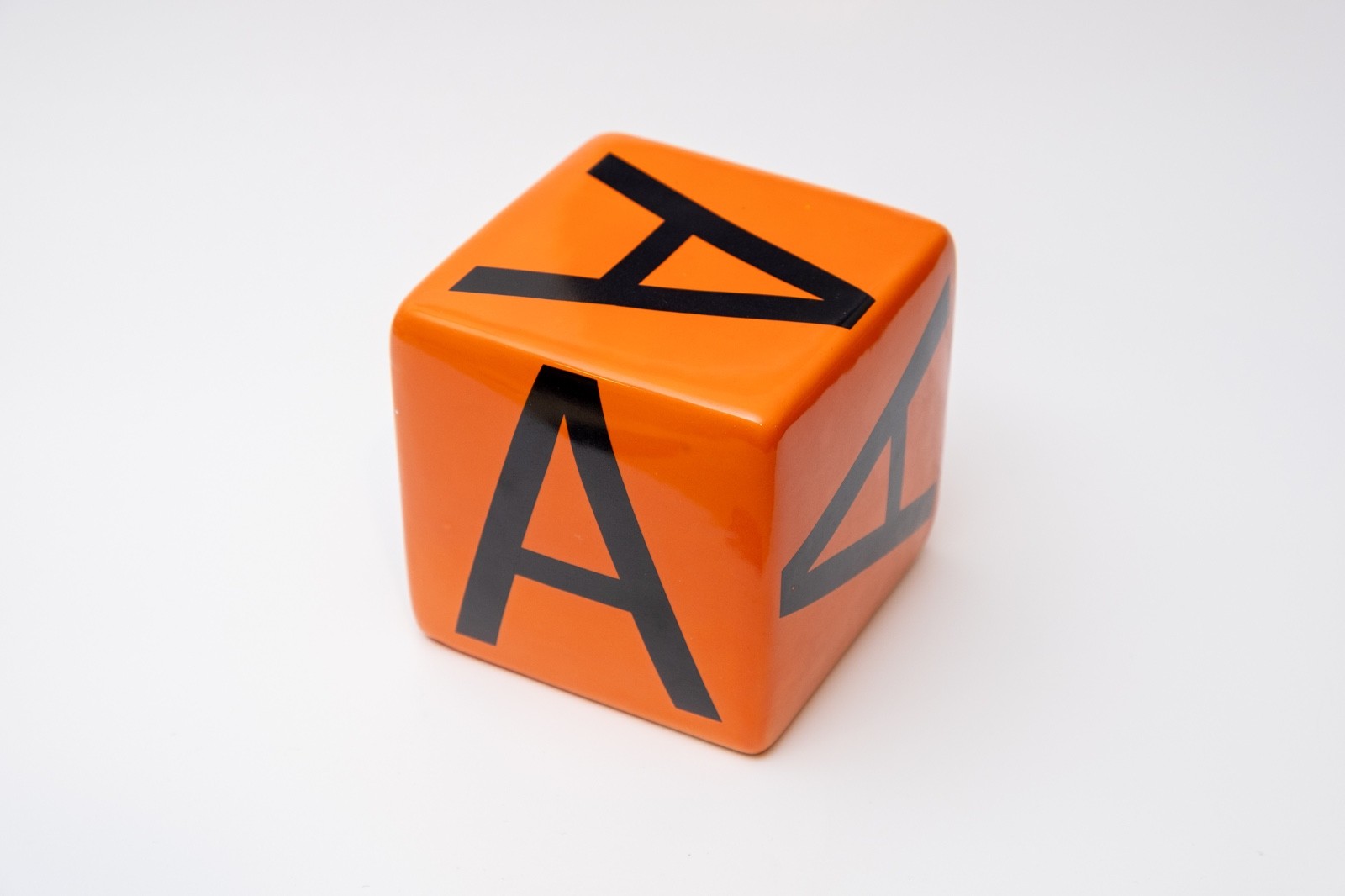 Kaiser Suidan Hand-Made Ceramic Art Cube "A" - Signed Fine Art Sculpture