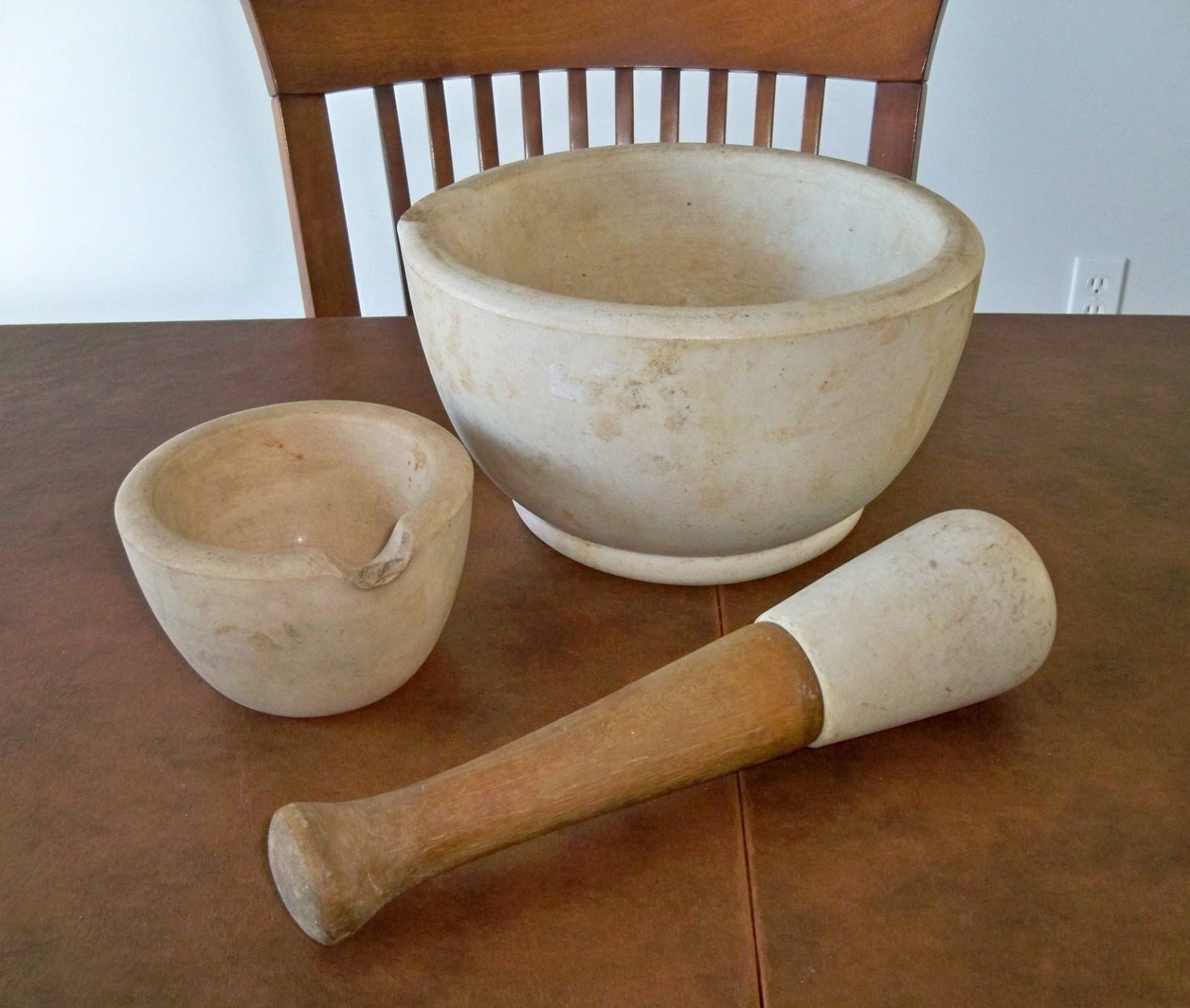 Antique Thomas Maddock's Sons Co. Mortar #1 & #9  & Pestle Trenton NJ Acid Proof