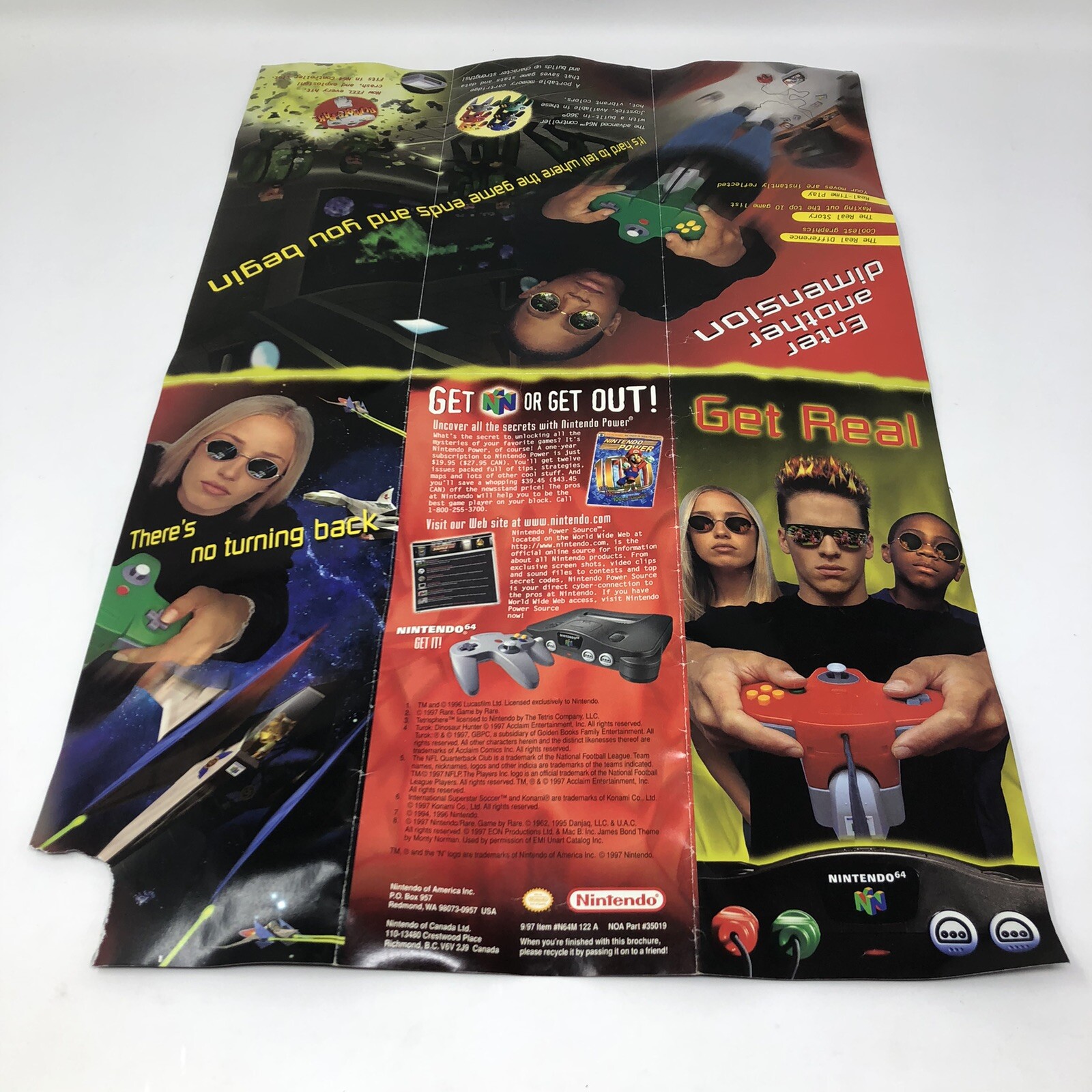 1997 Brochure Poster Nintendo 64 N64 Store Display Promo RARE "Get Real"