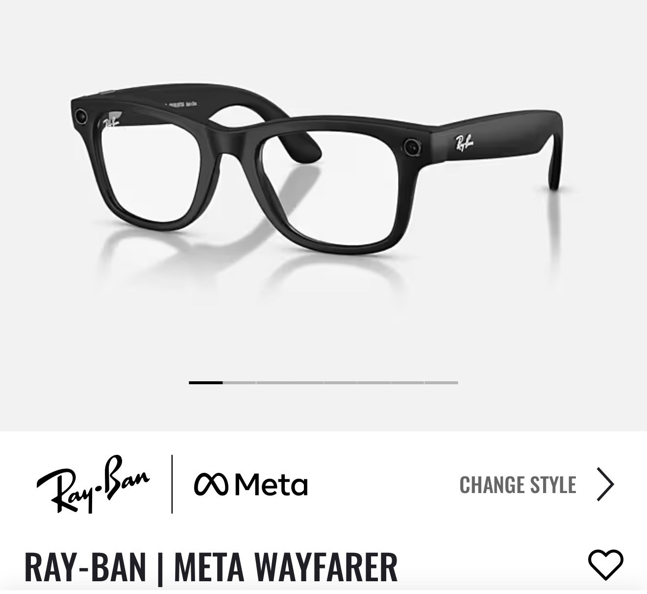 RayBan Gen 2 Meta Wayfarer Glasses (larger size) Matte Black/Clear lenses RW4012