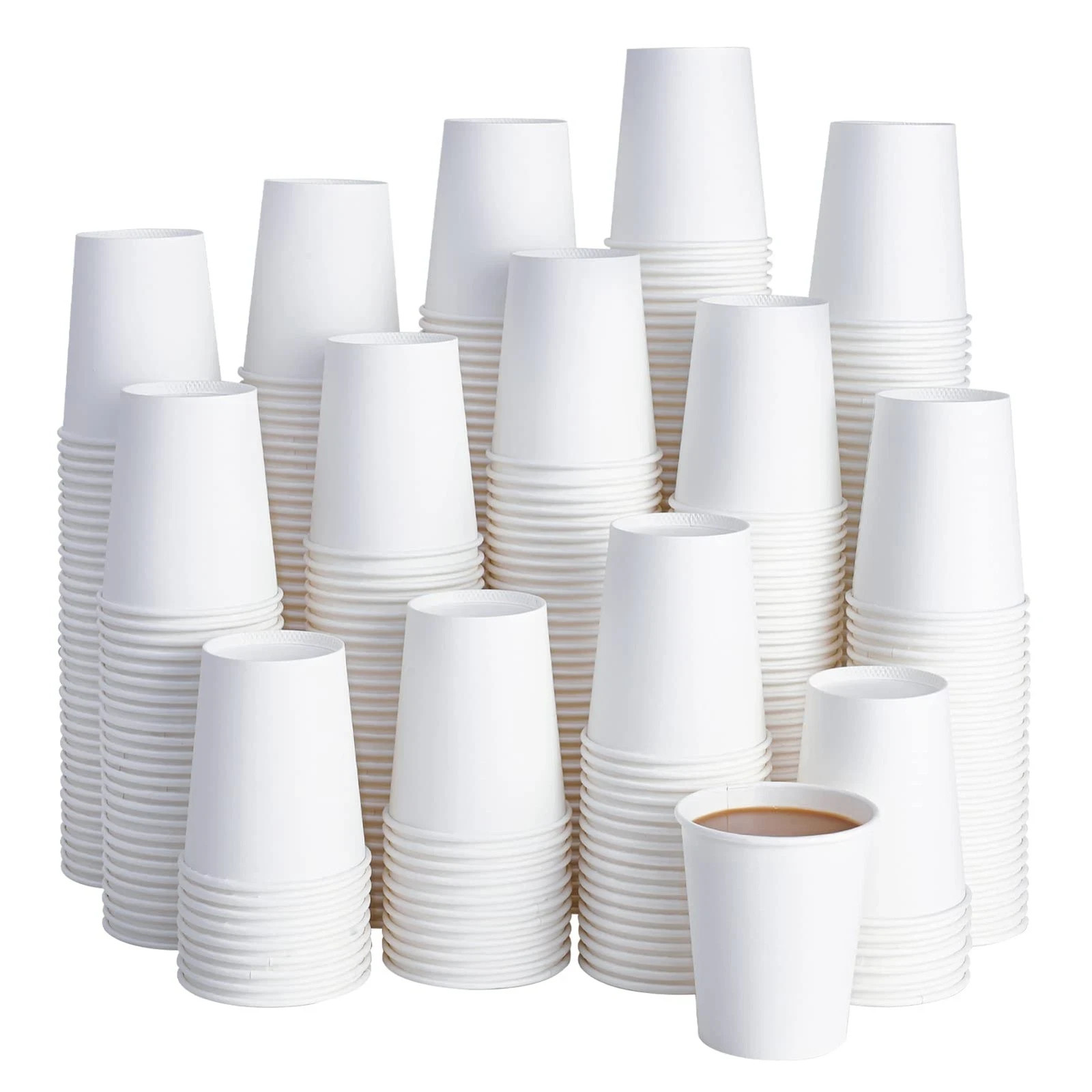 400 Pack 8 oz Disposable Paper Coffee Cups, White Paper Hot Coffee Cups for P...