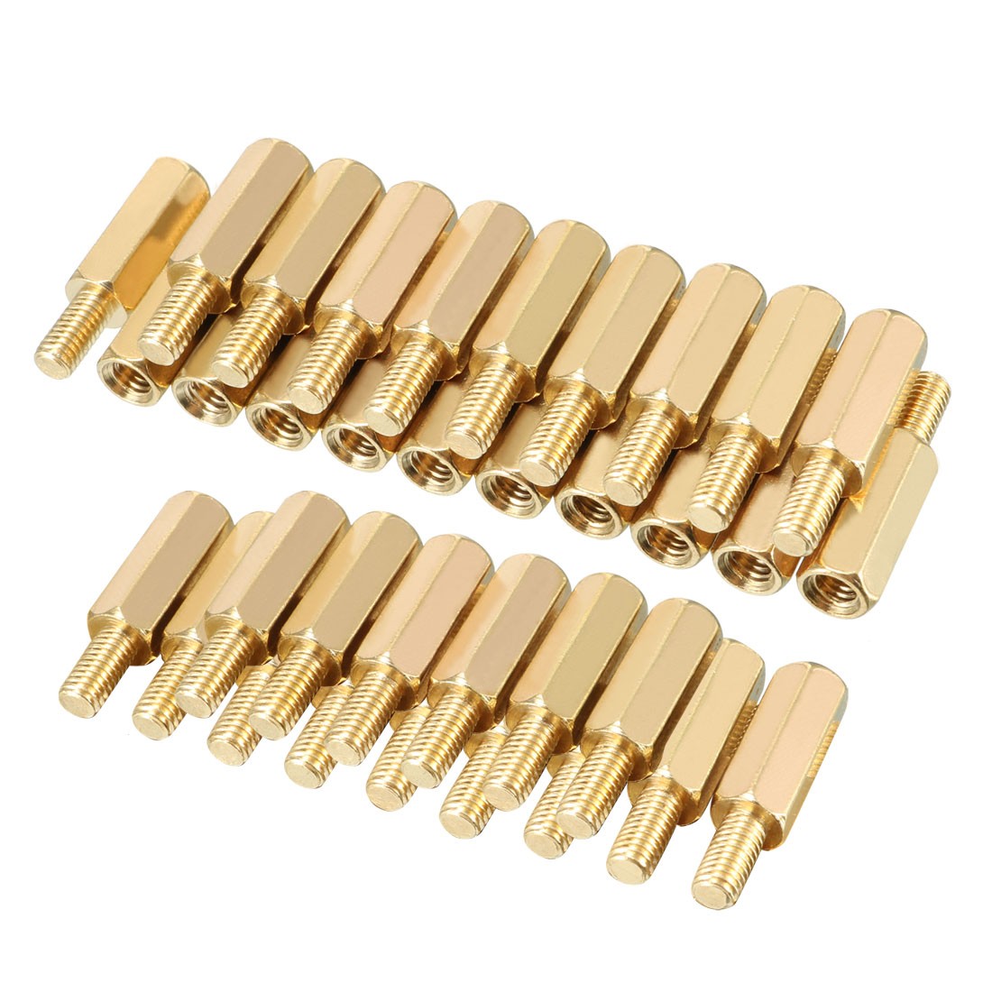 35pcs M3 12+6mm Female Male Thread Brass Hex Standoff Spacer Screws PCB Pillar