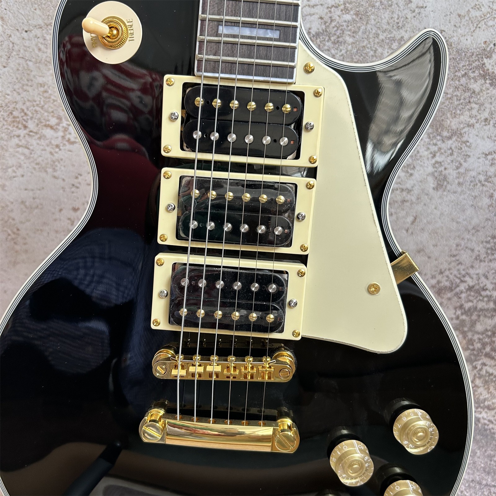 USA Shipment LP Black Frampton Phoenix Electric Guitar HHH Pickups Gold Parts