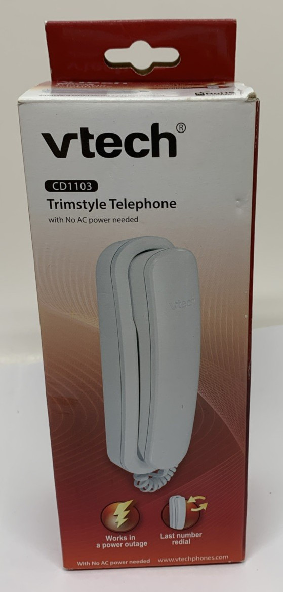 VTech CD1103 Trimstyle Corded Phone White Landline
