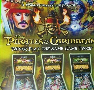 Disney Pirates Of The Caribbean Original Pinball Machine Wall Art Poster Signed