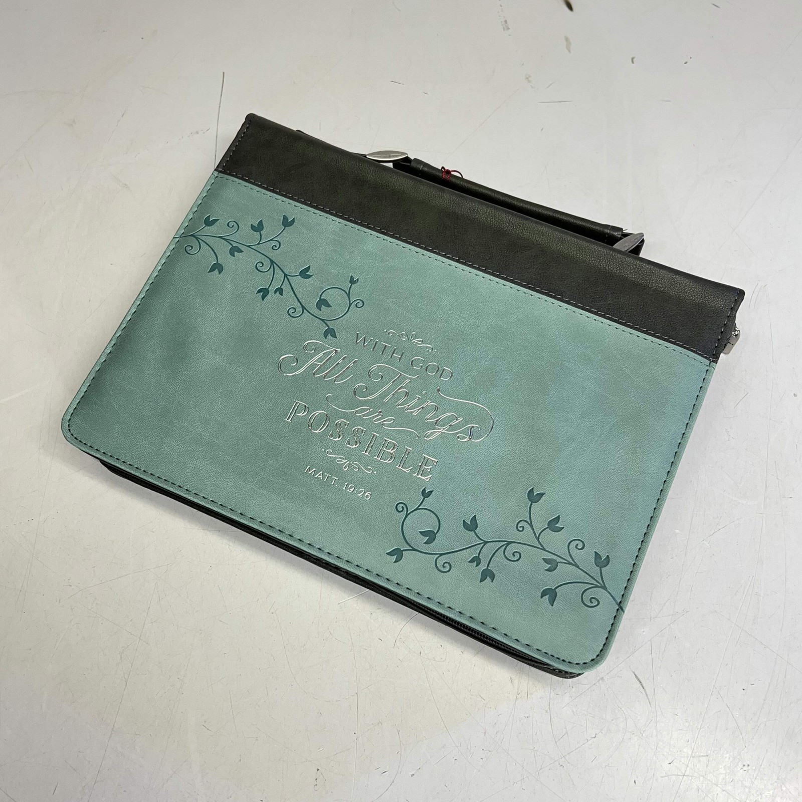 CHRISTIAN ART GIFTS Matthew 19:26 Faux Leather Fashion Bible Cover 8"x11"