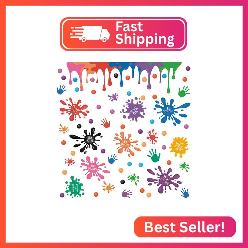 HLNIUC Colorful Inspirational Wall Decals 31pcs Positive Saying Ink Splatter Spl