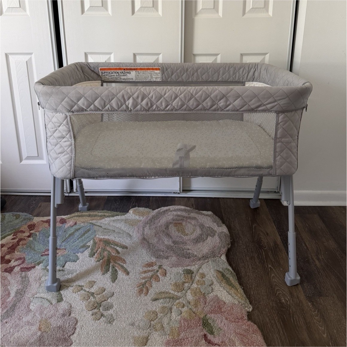 Gray Bedside Sleeper with Breathable Mesh Side