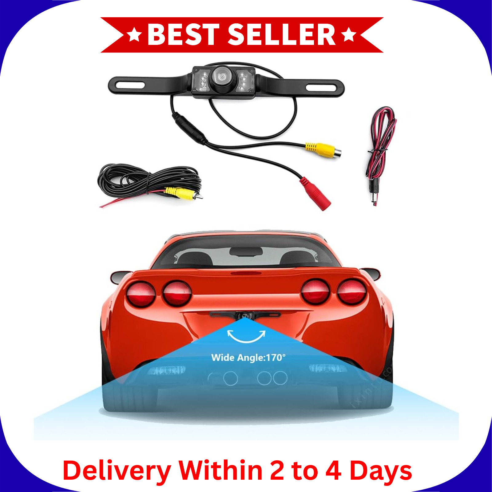 Kewucn Car Backup Camera, Wide-Angle Night Vision Reversing Parking Camera with.
