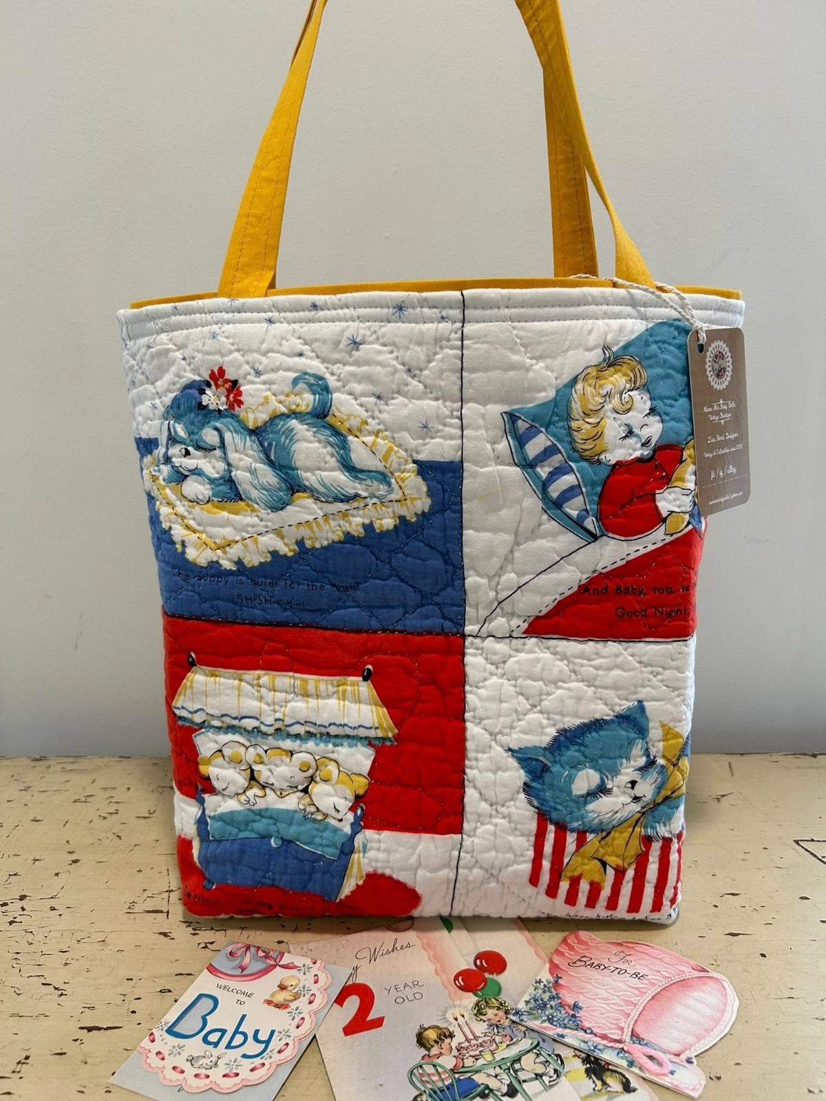 #18 NEW Quilted Nursery Baby Animals Diaper Tote Bag 1961 Vintage Peggy Cloth