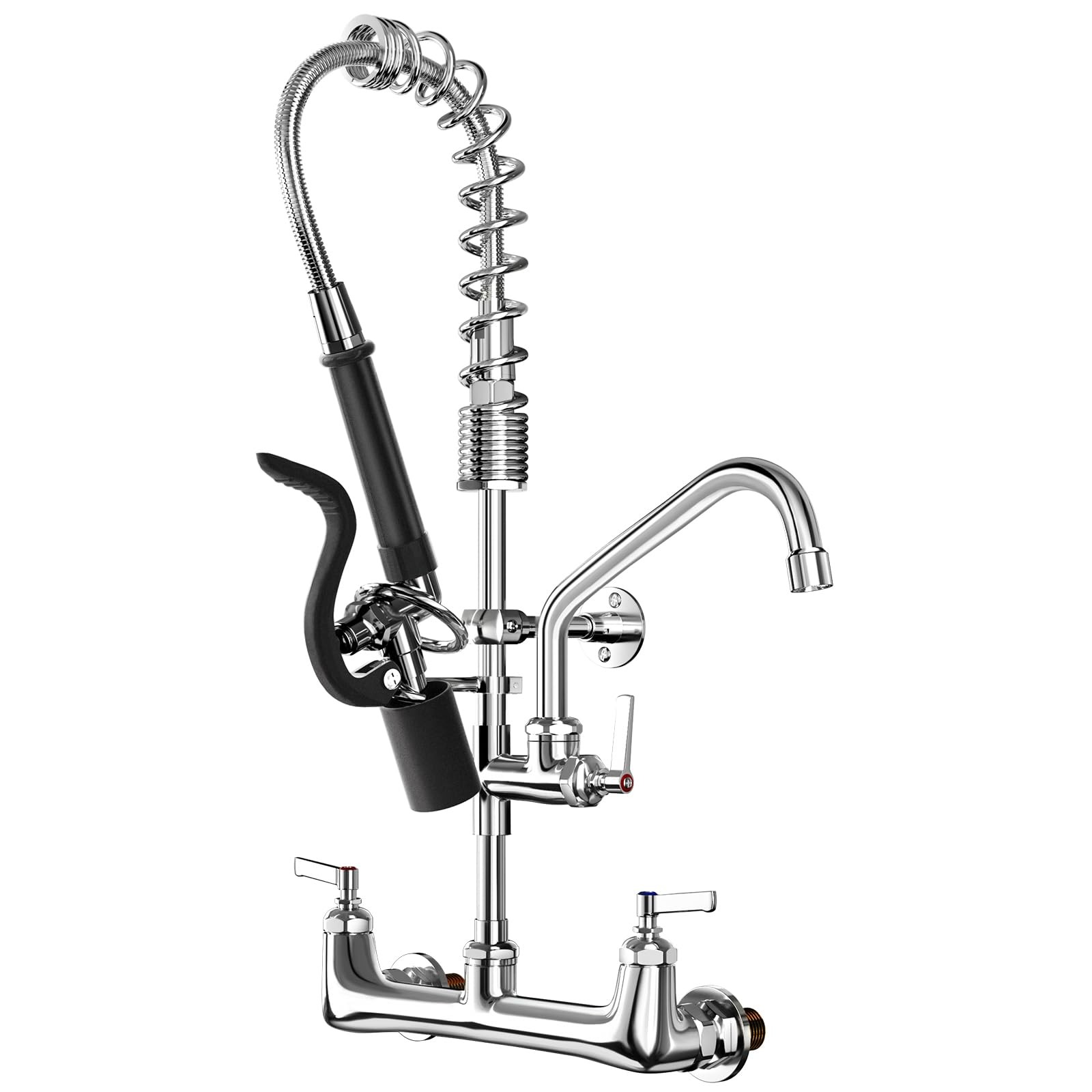 21" Height-Commercial Kitchen Sink Faucet with Sprayer-Wall Mount 8 inch Cent...