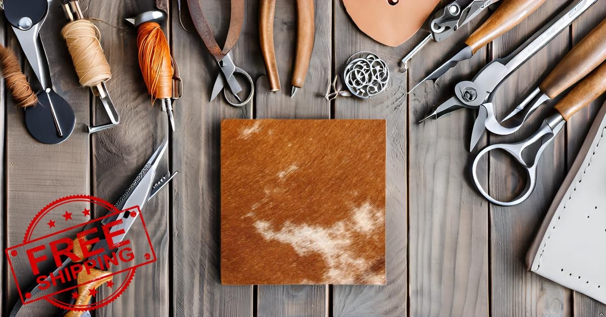 10x 6" Hair-On Cowhide Leather Squares Mixed Colors Craft Patches