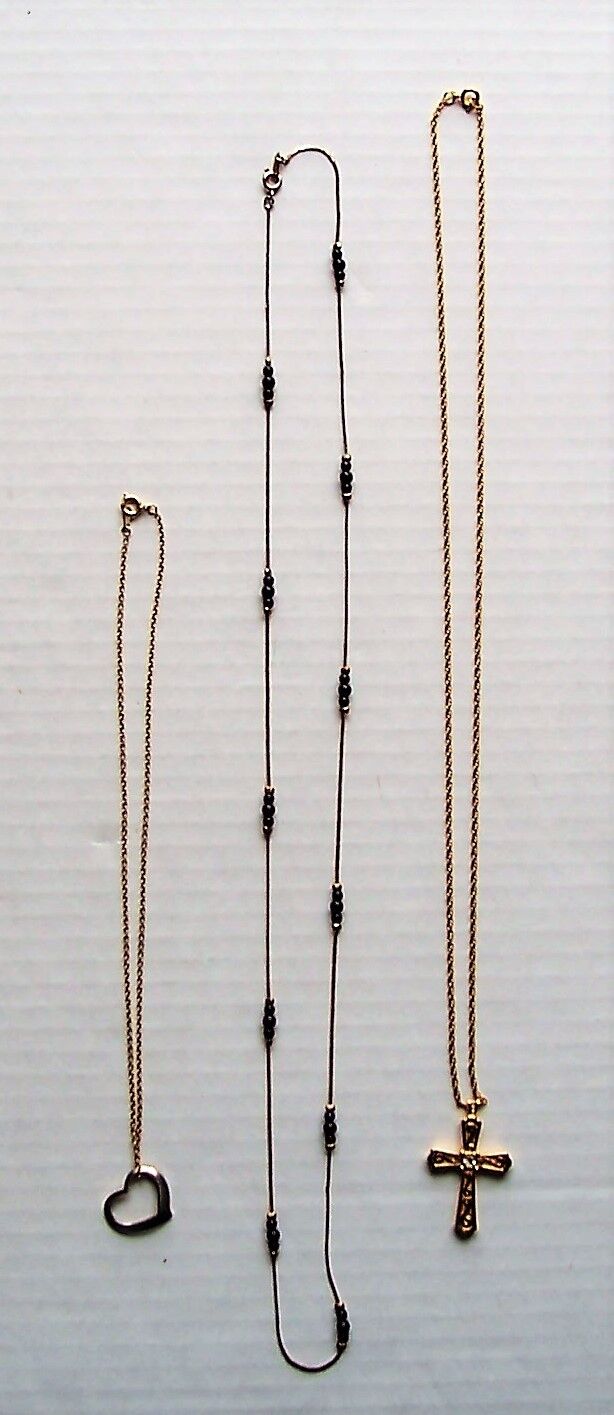 3 Goldtone Costume Necklaces 1 - 15", 1 - 24" & 1 - 27"