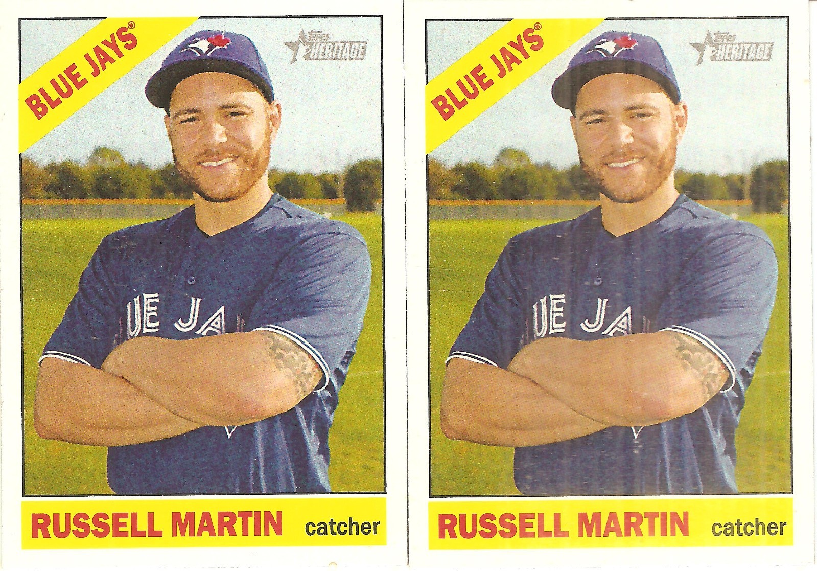 2 CARD 2015 TOPPS HERITAGE RUSSELL MARTIN BASEBALL CARD LOT
