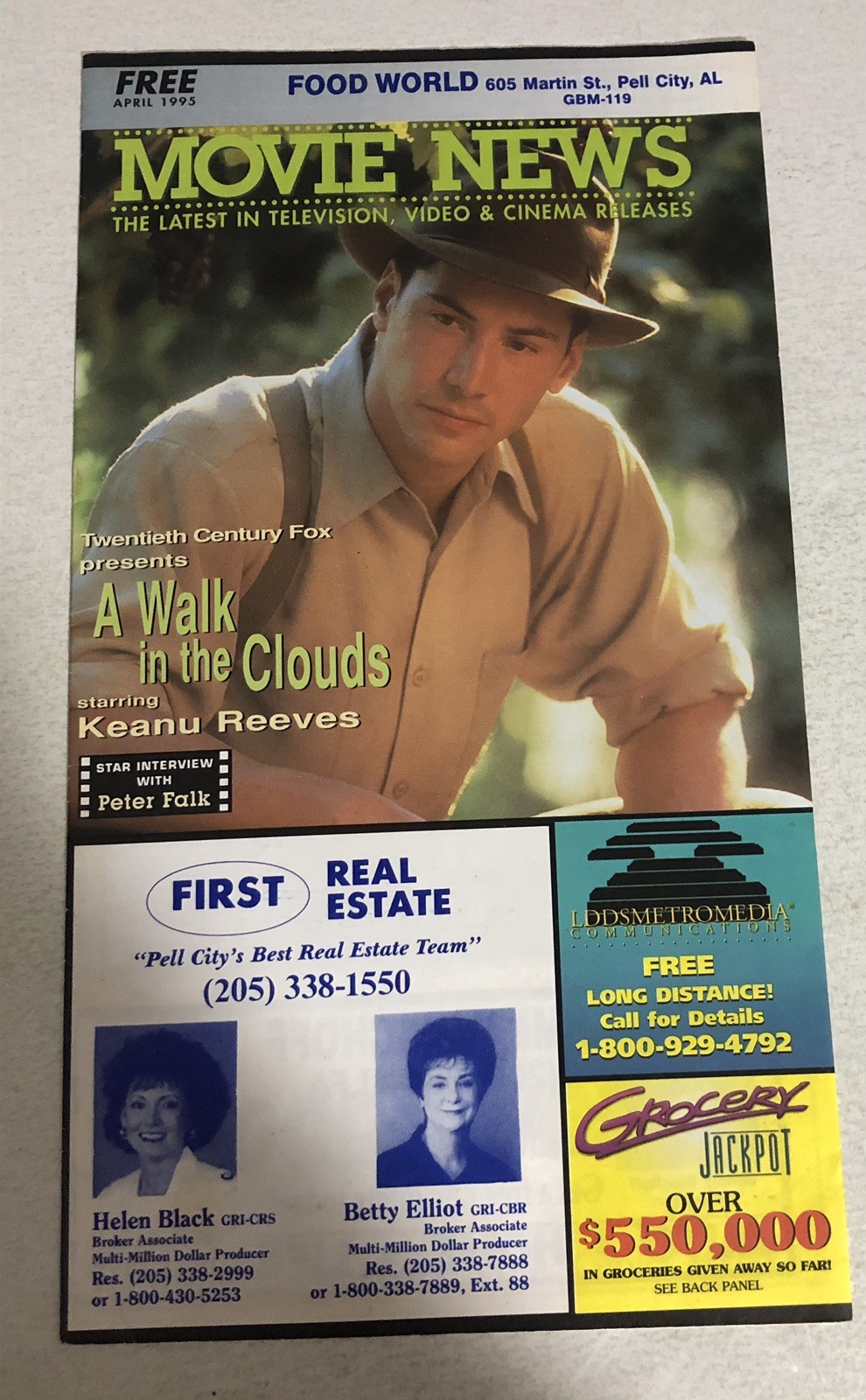 Keanu Reeves A Walk In The Clouds Vintage Movie News April 1995 Winn Dixie