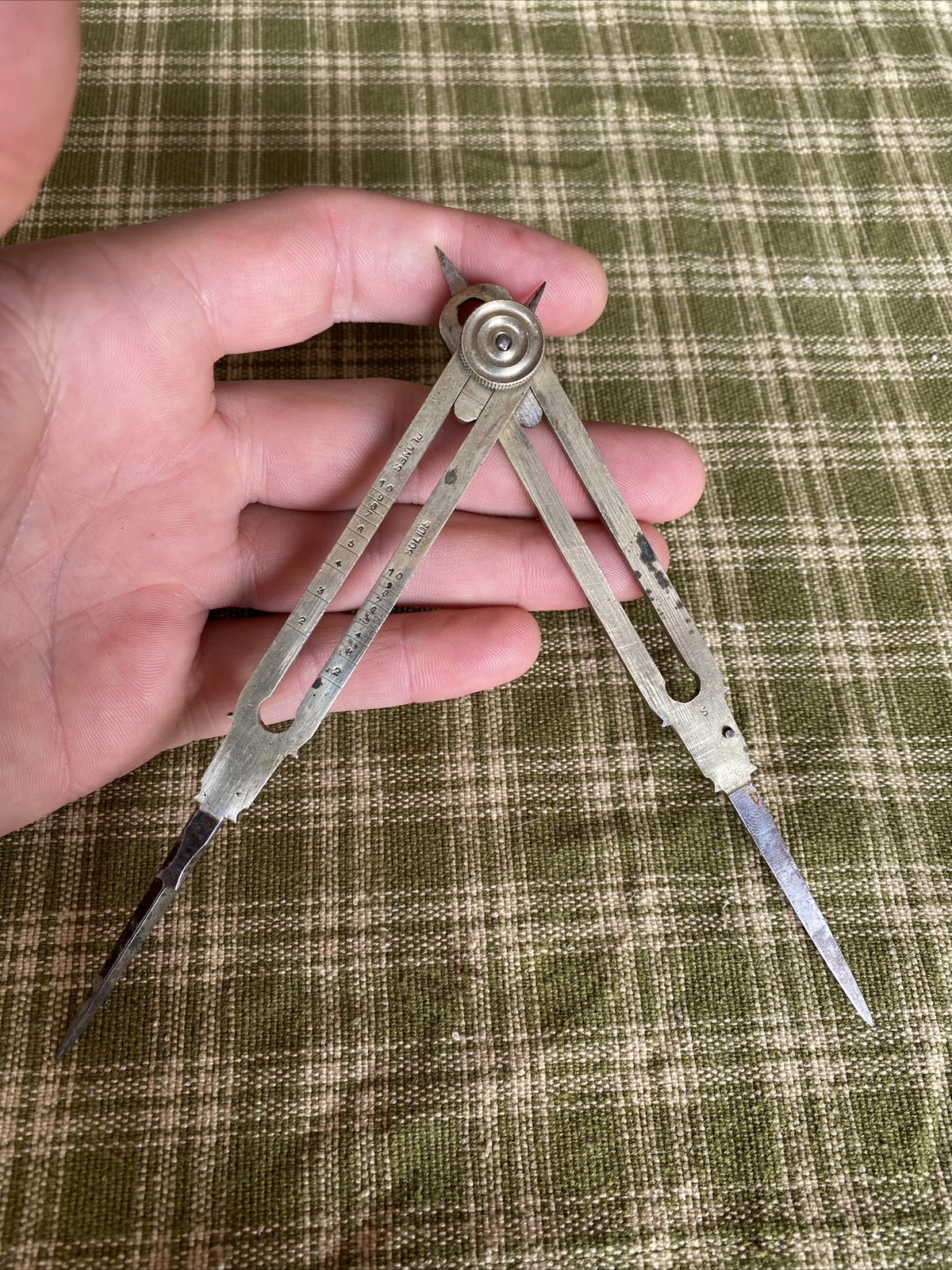 Antique Proportional Divider Navigational Compass Lines Bridges Planes Solids