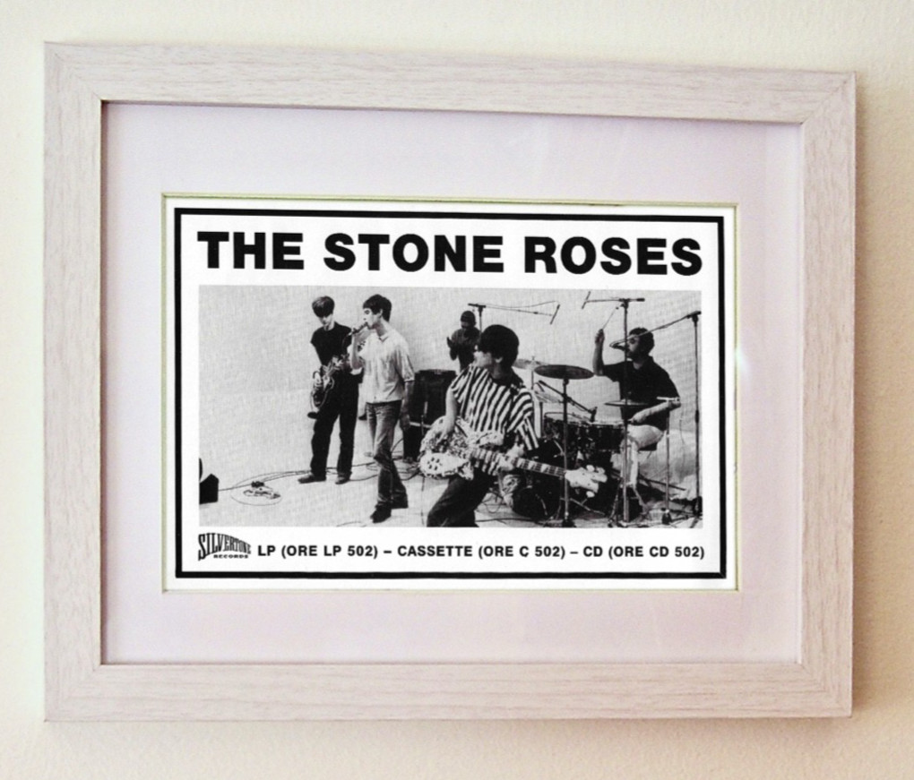 THE STONE ROSES+DEBUT ALBUM+FRAMED ORIGINAL MUSIC PRESS AD POSTER+1989