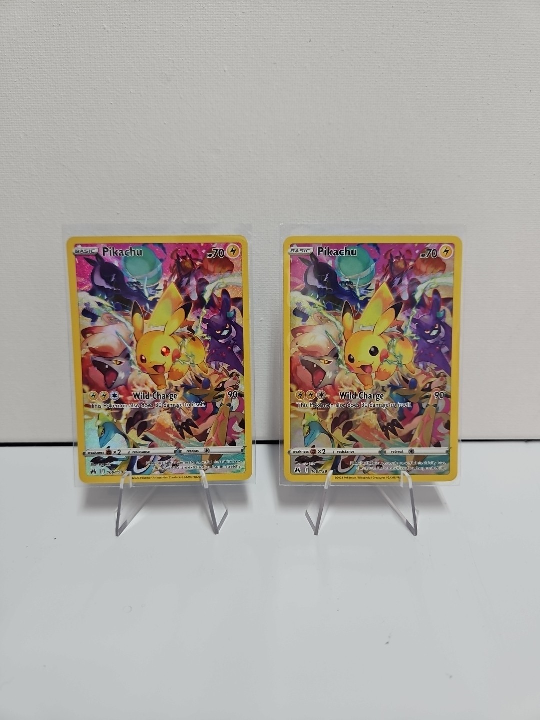 Pokemon Pikachu Holo Crown Zenith Lot Of 2 A 160/159 Wild Charge 70 HP