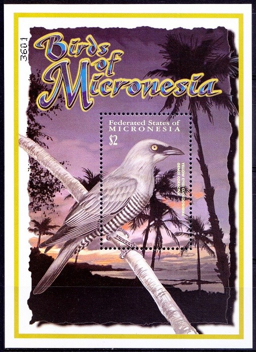 Micronesia 2001 MNH MS, Yellow Eyed Cuckooshrike, Birds 