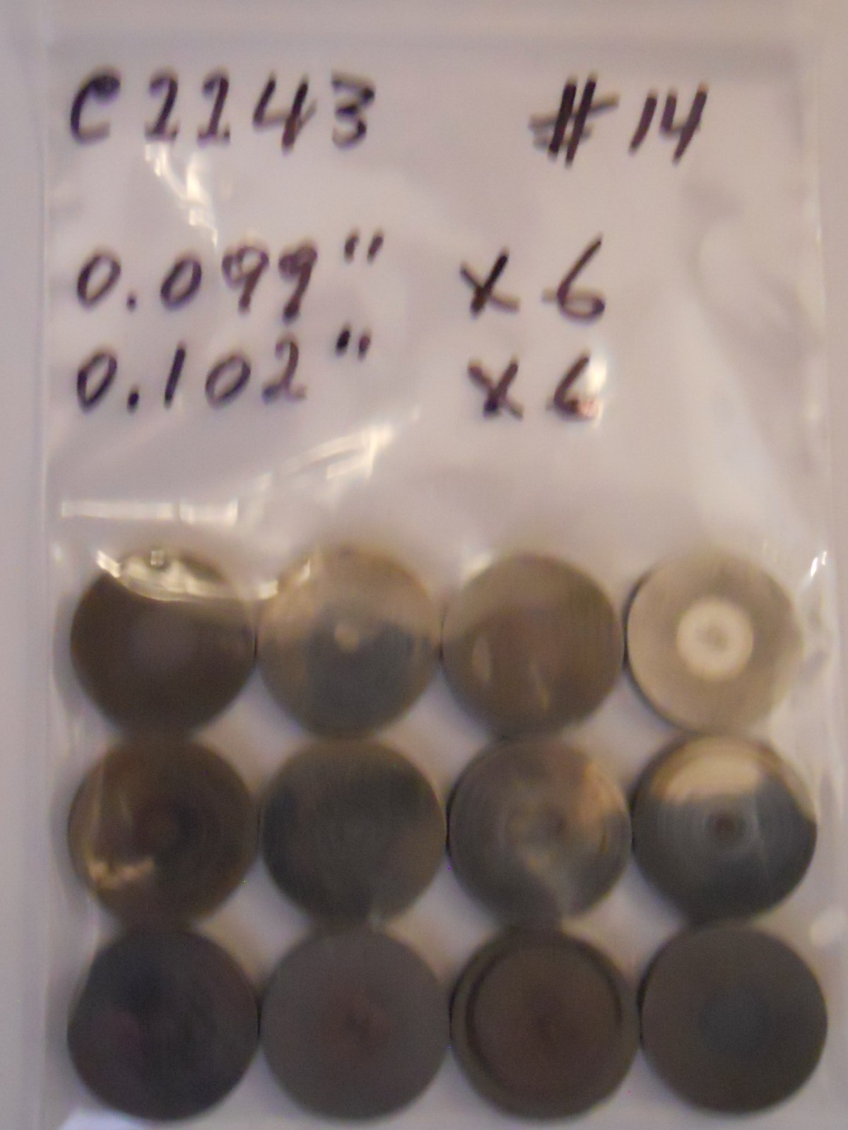 Jaguar valve adjusting shims part number C2243 for XJ6, XJ12 4.2, 5.3 Engine