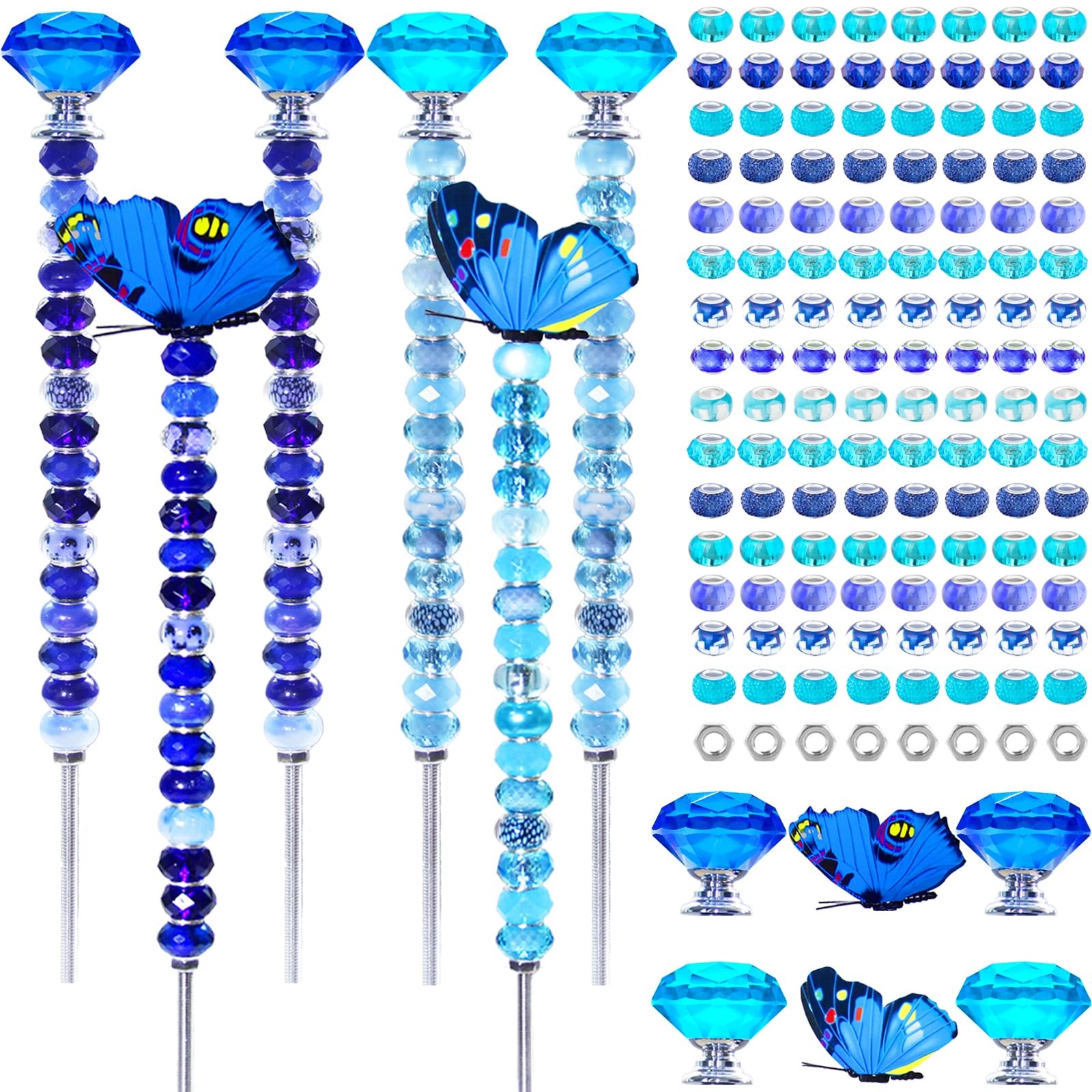 145 PCS Beaded Garden Stakes Kit, DIY Fairy Wand Garden Stake Beads Kits with...