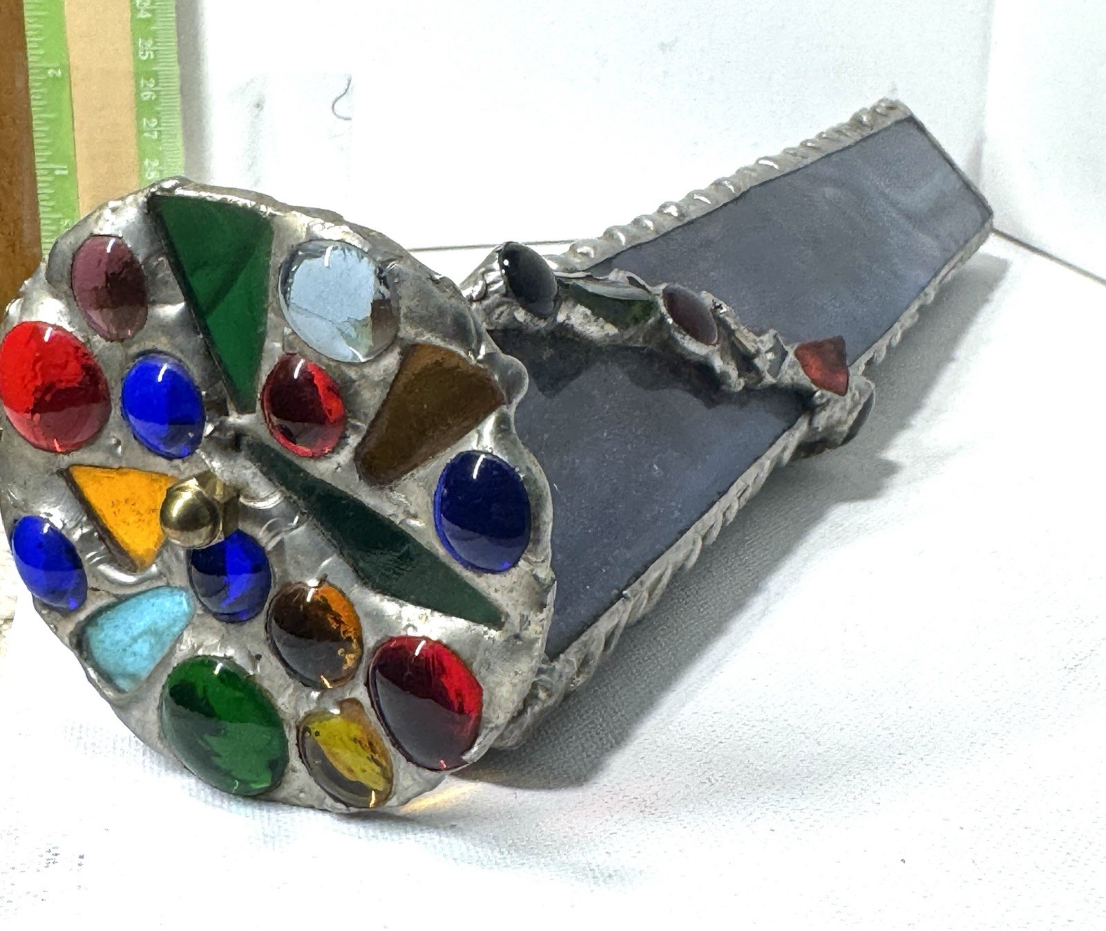 Handmade Kaleidoscope Stained Glass Vintage Wheel Multicolored Metal