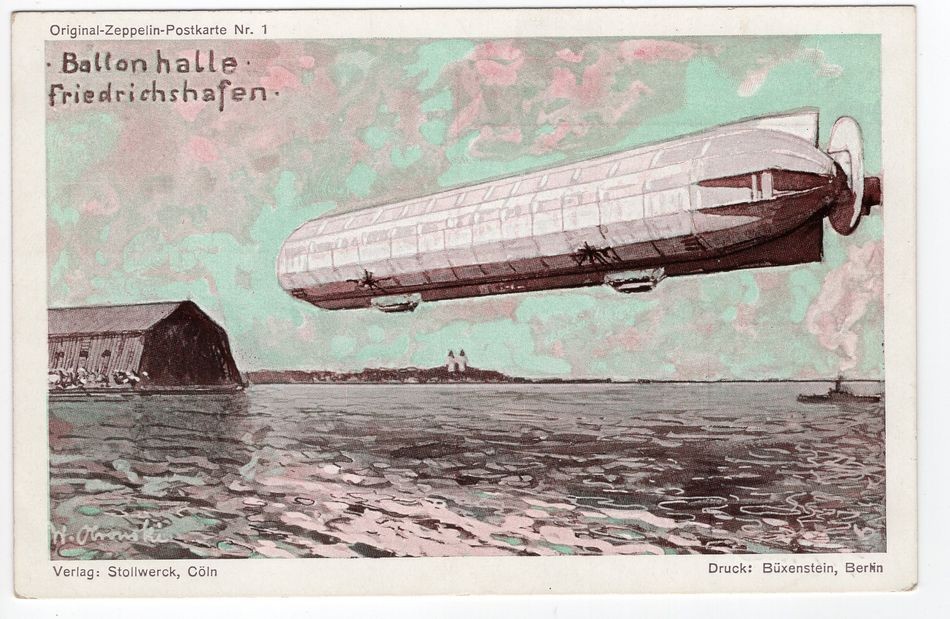 Zeppelin/Airmail Ak Stollwerck No 1 Zeppelin Over Friedrichshafen Unused (F