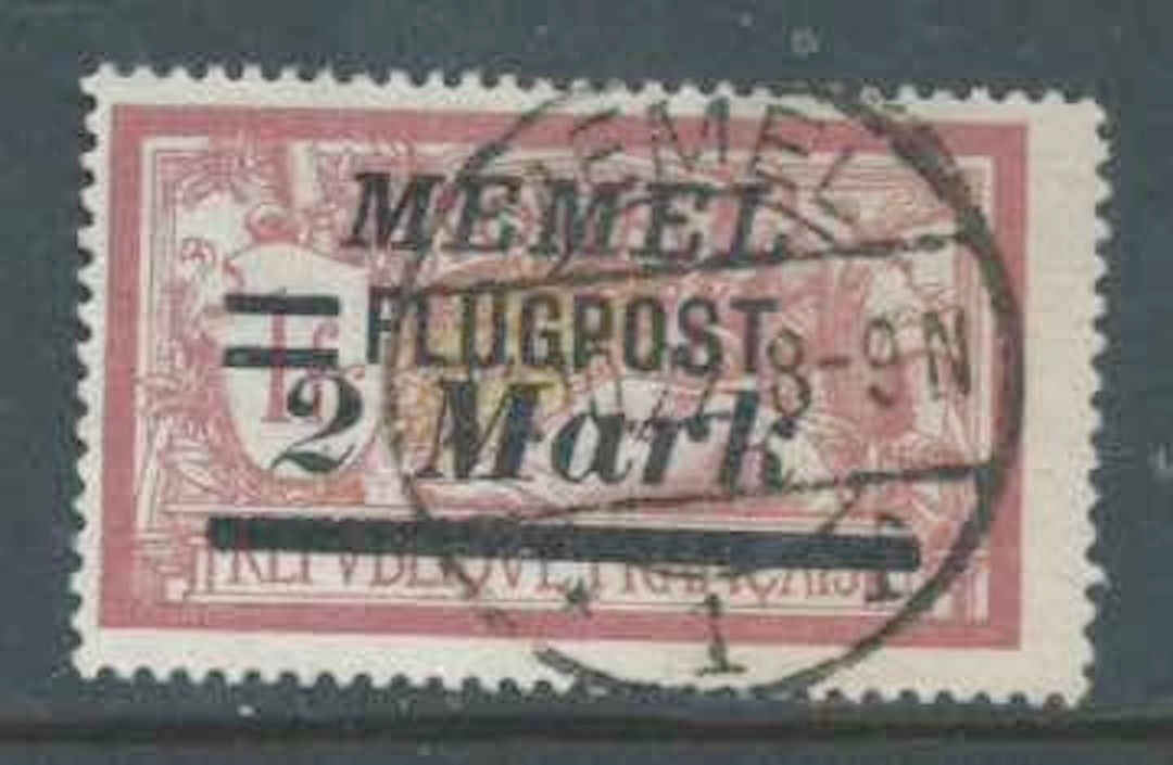 MEMEL 1922 SG119 2m on 1f Lake & Yellow-Green Overprint Fine Used Catalogue £26