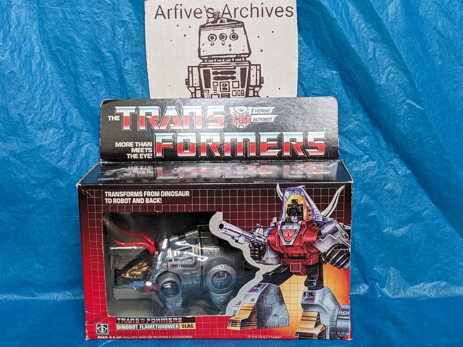 🔴⚫ Vintage G1 Transformers SLAG w box complete 1984 Dinobot ⚫🔴