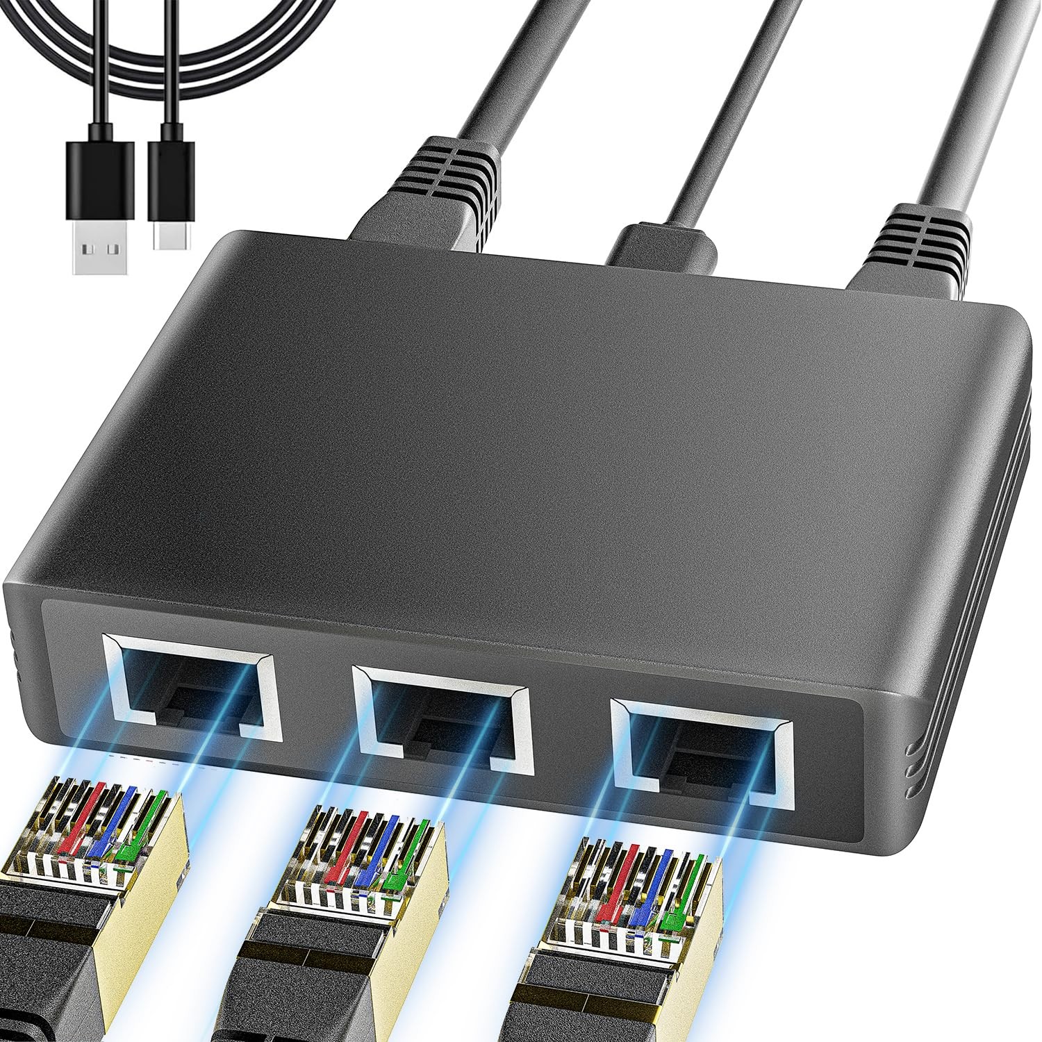 Gigabit Ethernet Splitter 1 to 4 1000Mbps Internet Cable Splitter, High Speed...