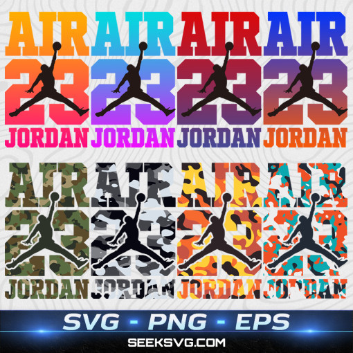 Air Jordan “23” Jumpman Graphic Pack – Gradient & Camo SVG Designs