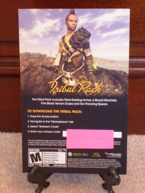 FALLOUT NEW VEGAS TRIBAL PACK Added Bonus Xbox 360 dlc fall out armor machete