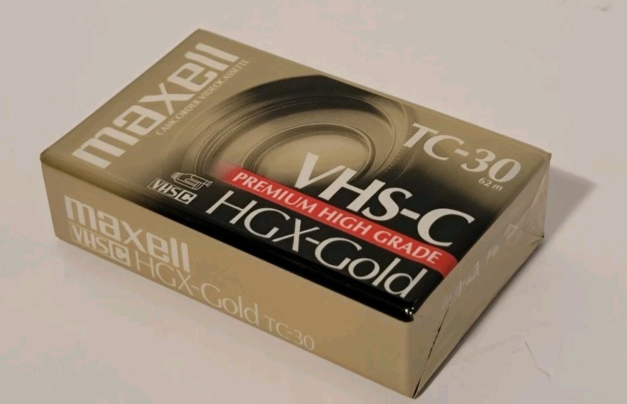 Maxell Camcorder Video Cassettes (1) VHS-C Tape TC-30 HGX-Gold NEW SEALED