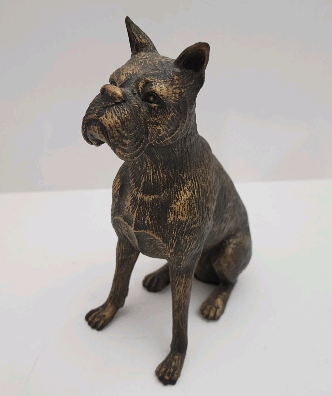 Iron Bronze Dog ENGLISH BOXER Statue Fine Art Sculpture Nearly 6"  3lbs HEAVY 