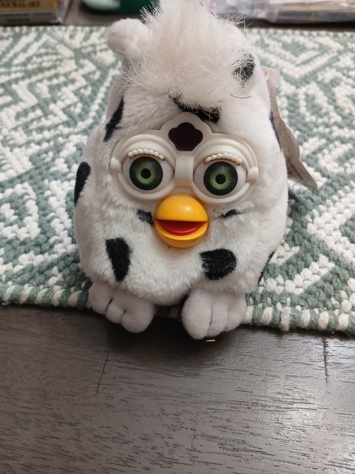 Furby Buddies Plush "Like Big" White with Black Spots Stuffed Animal 1999 