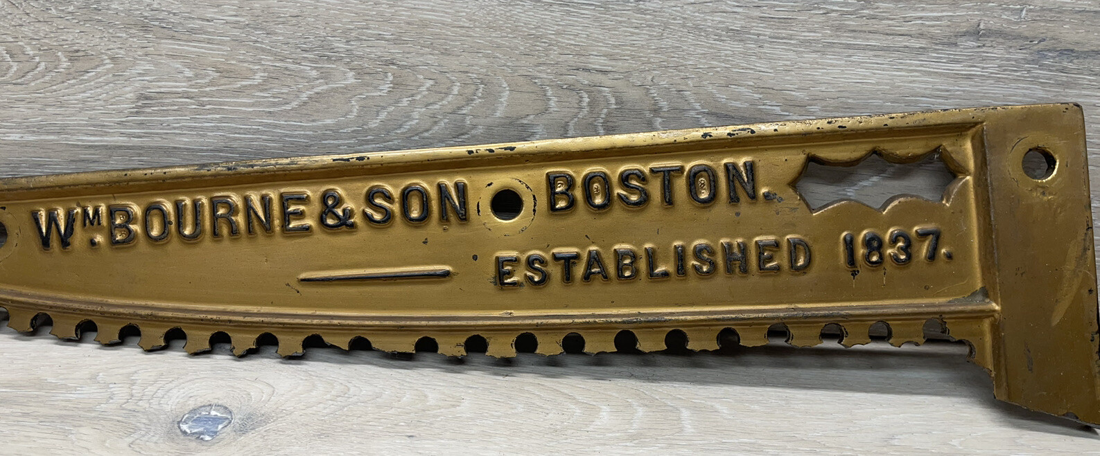 Cast Iron Antique Piano Soundboard Plaque Boston EST. 1837 Wm. Bourne & Son Rare