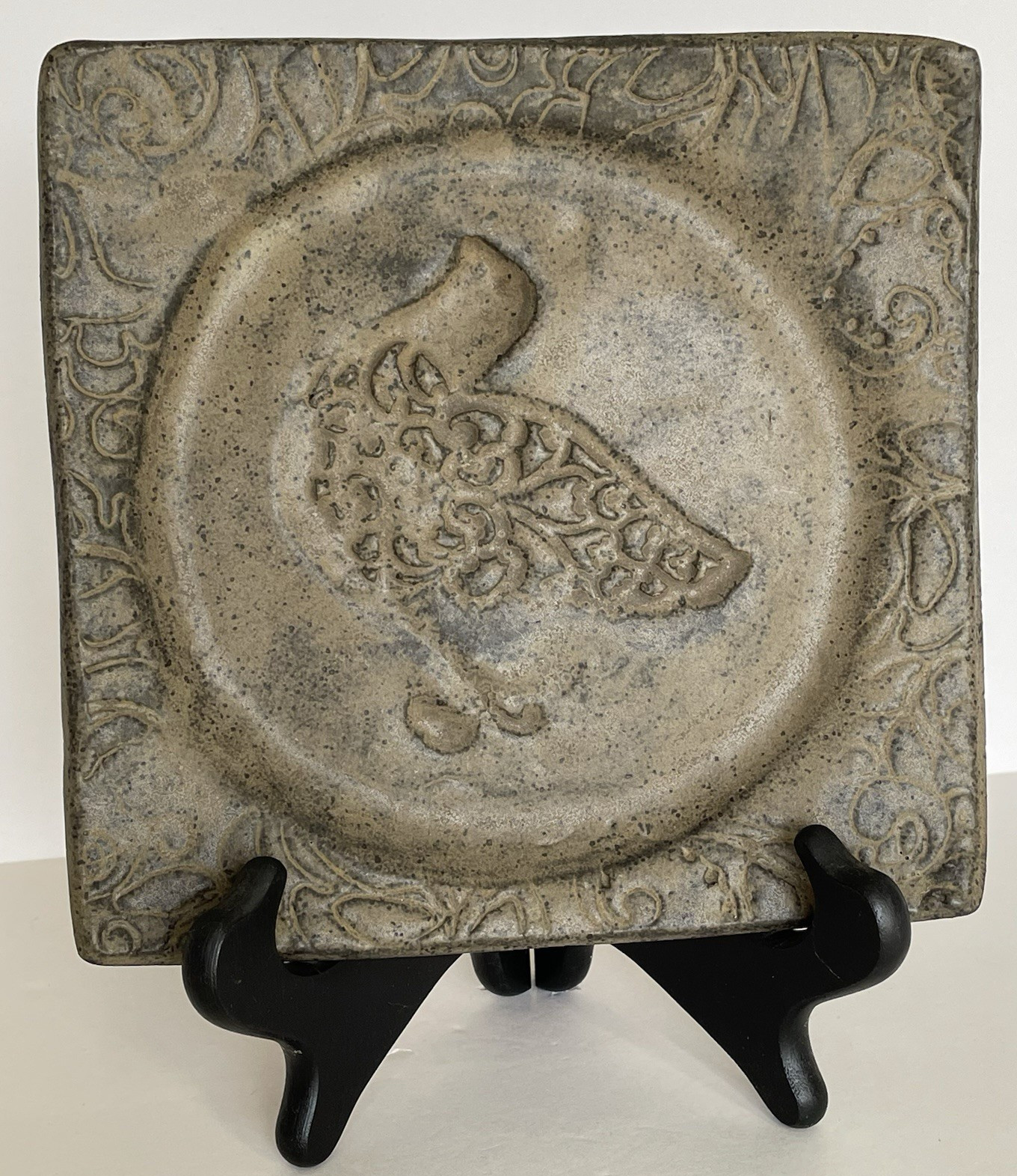 Jennie Hillman Pottery Plate 7 In Square Dish Bird Handmade Mississippi Signed