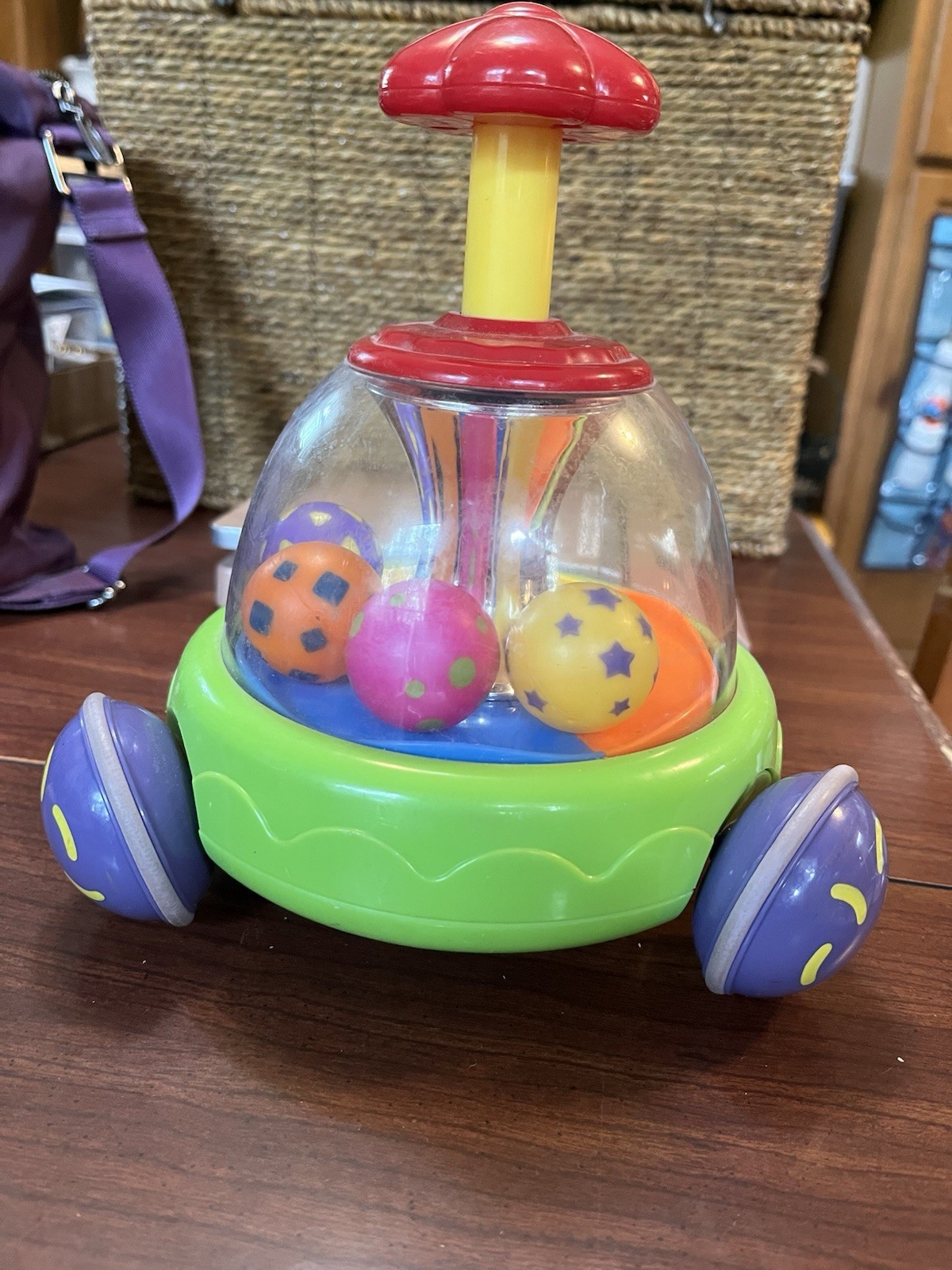 Vintage Press 'N Spin Popping Balls Top Baby Toddler Toy