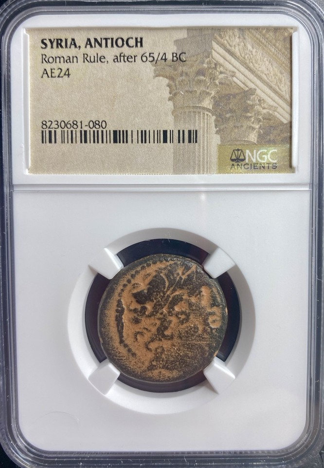 NGC Ancient Greek Coin 39BC-38BC Genuine Zeus Antioch Under Roman Rule AE24