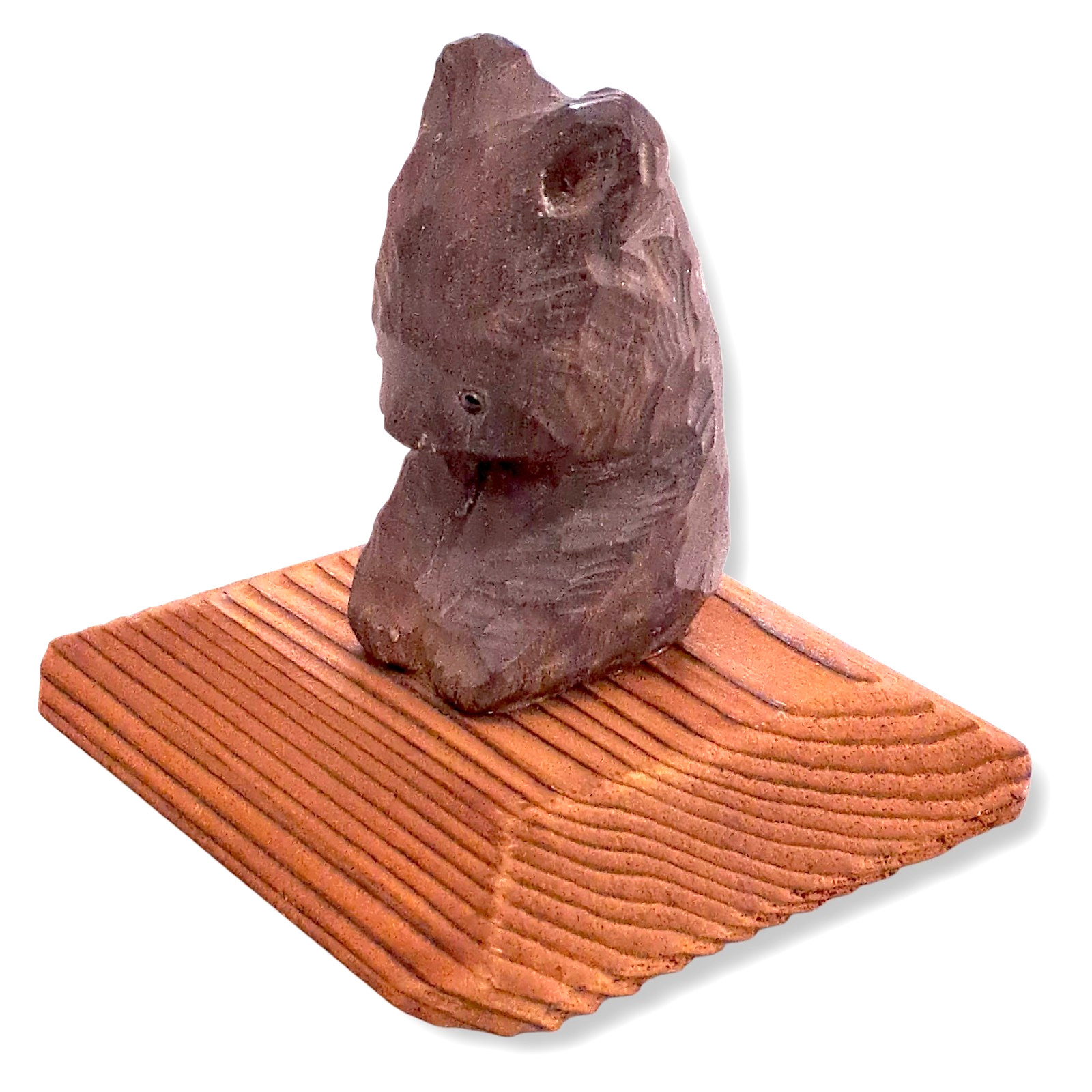 Japanese Kumabokko Wooden Doll Bear Ainu Hokkaido Hand Craft Carved Figurine B75