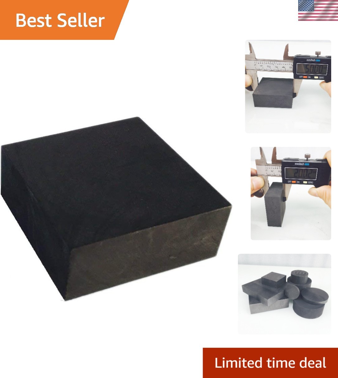 Lightweight 99.9% Purity Graphite Plate 50MMx50MMx20MM, Ideal for Manufacturing