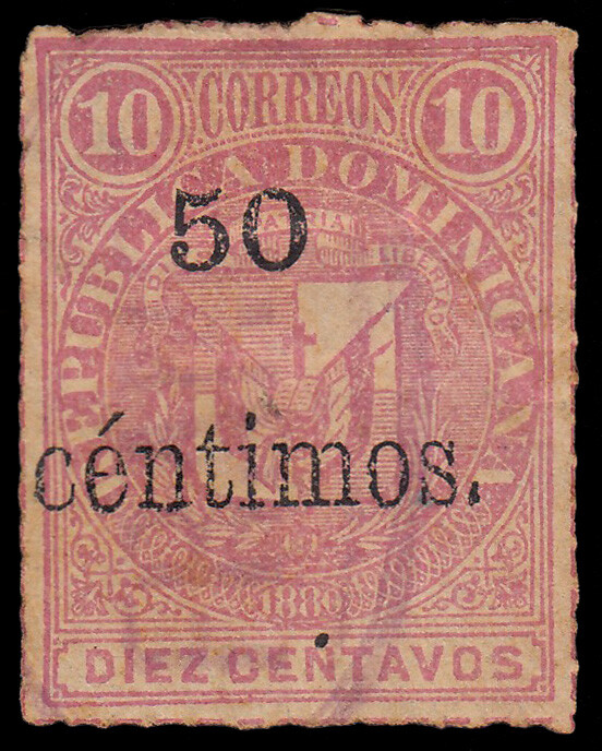 Dominican Republic 46 1883 Stamps From 1880 With Overprint Used