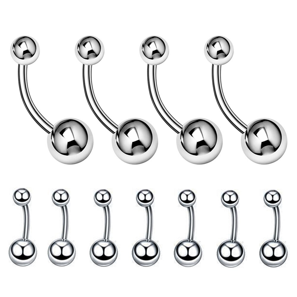 30pcs 14g Surgical Steel Navel Ring Bar 5-8mm Ball Belly Button Barbell Piercing