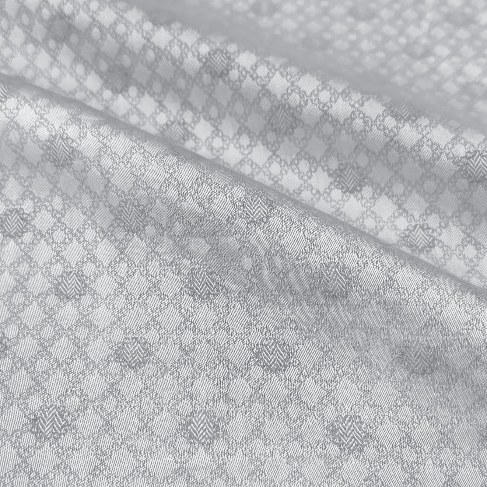 Grey Geometric Jacquard Fabric by Meter 58" Wide Luxury Brocade Sewing Material