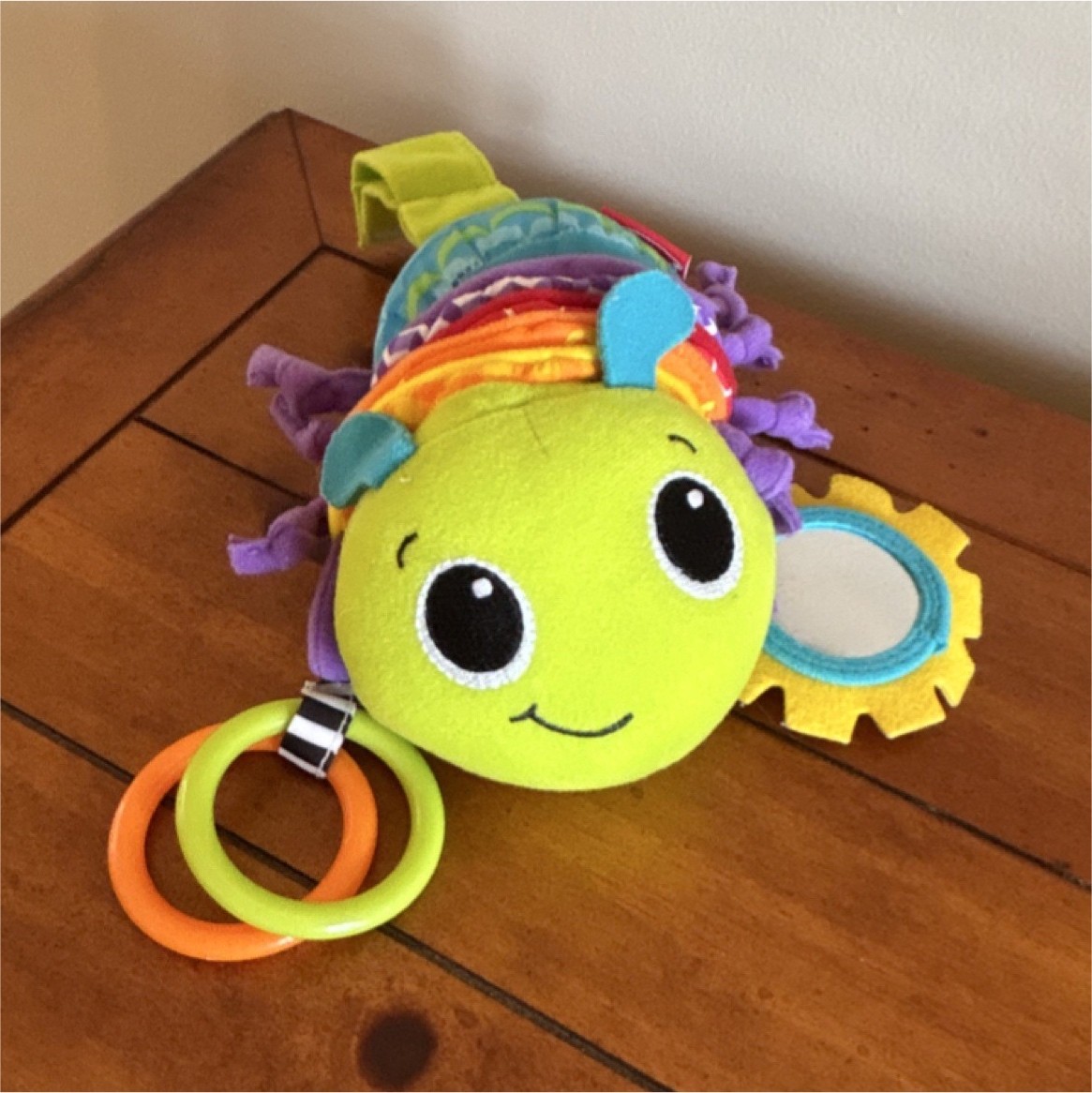 Infantino Plush Caterpillar Multicolor Baby Toy with Rings and Mirror