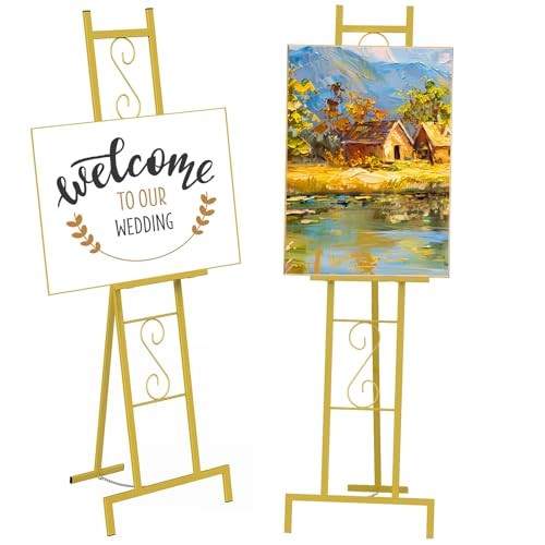 58''H Gold Easel Stand for Sign, Adjustable Welcome Wedding Sign 1pack-Gold