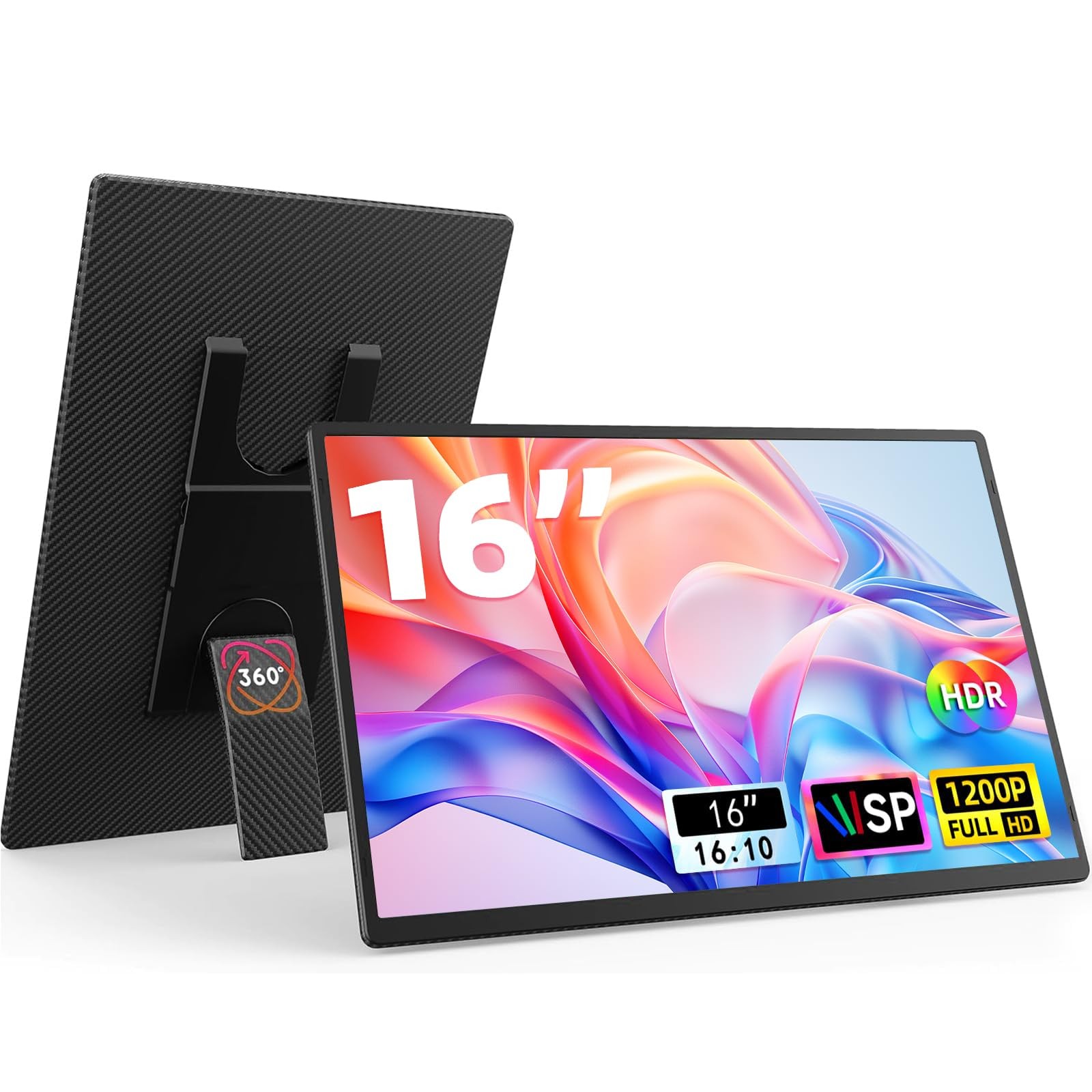 16" Portable Monitor for Laptop - 1200P FHD Laptop Screen Extender HDMI USB C...