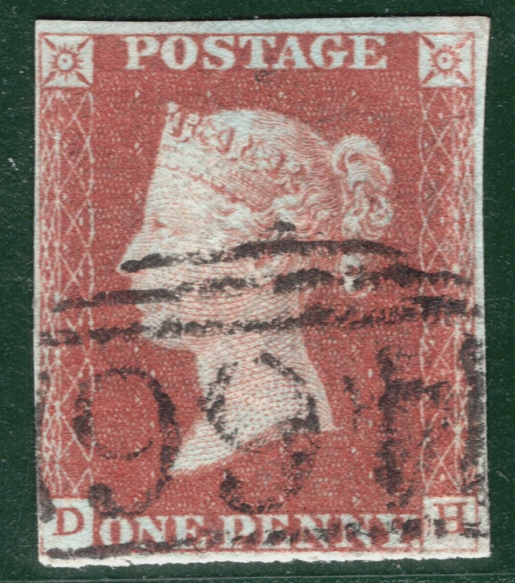 GB 1841 PENNY RED SG.8 1d Plate 43 (DH) Used 1844 Numeral BS32 Cat £50 HPR114