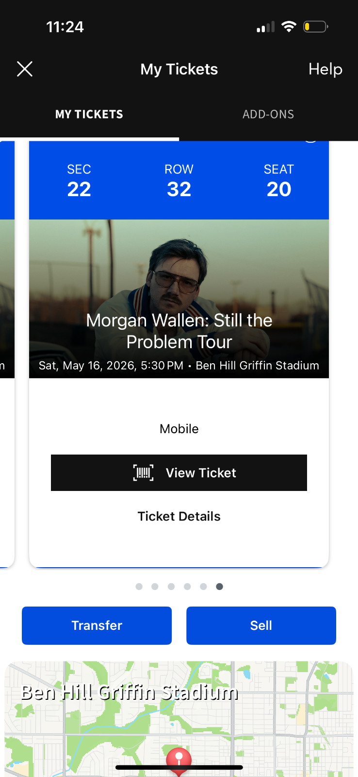 Morgan Wallen, May 16, 2026 Gainesville concert ticket